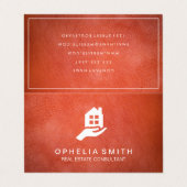 Leather Real Anwesen | Realtor Agent Visitenkarten (Außenseite Aufgefaltet)