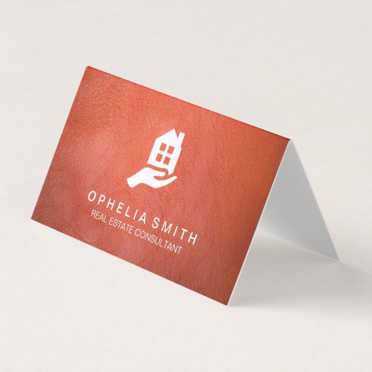 Leather Real Anwesen | Realtor Agent Visitenkarten (Vorderseite)