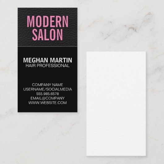 Leather Sleek Black Visitenkarte (Vorne/Hinten)