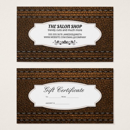 Leather Stitched | Geschenkgutschein (Vorne & Hinten)