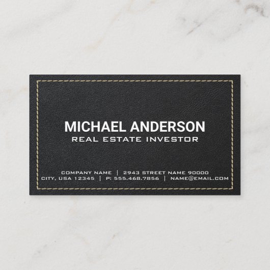 Leather Stitched | Real Anwesen Agent Visitenkarte (Rückseite)