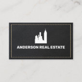 Leather Stitched | Real Anwesen Agent Visitenkarte (Vorderseite)