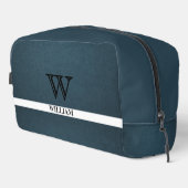Leather Texture Black Monogram Name Waschbeutel (Rechte Ecke)