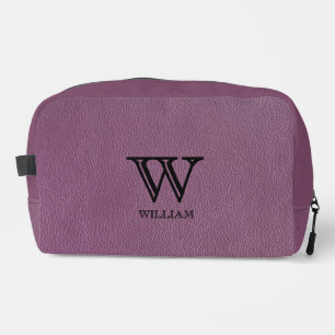 Leather Texture Black Monogram Name Waschbeutel
