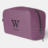 Leather Texture Black Monogram Name Waschbeutel (Rechte Ecke)