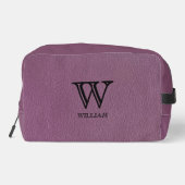 Leather Texture Black Monogram Name Waschbeutel (Rückseite)