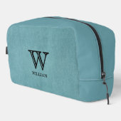 Leather Texture Black Monogram Name Waschbeutel (Rechte Ecke)