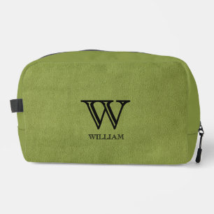 Leather Texture Black Monogram Name Waschbeutel