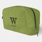 Leather Texture Black Monogram Name Waschbeutel (Rechte Ecke)
