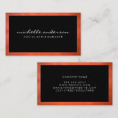 Leather Texture Border | Schwarz Visitenkarte (Vorne/Hinten)