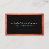 Leather Texture Border | Schwarz Visitenkarte (Vorderseite)