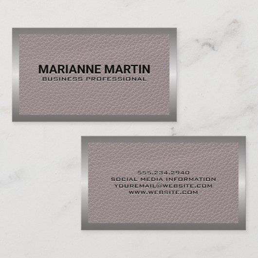 Leather Texture | Metallgrenze Visitenkarte (Vorne/Hinten)