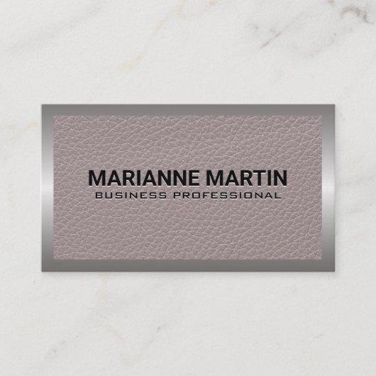 Leather Texture | Metallgrenze Visitenkarte (Vorderseite)