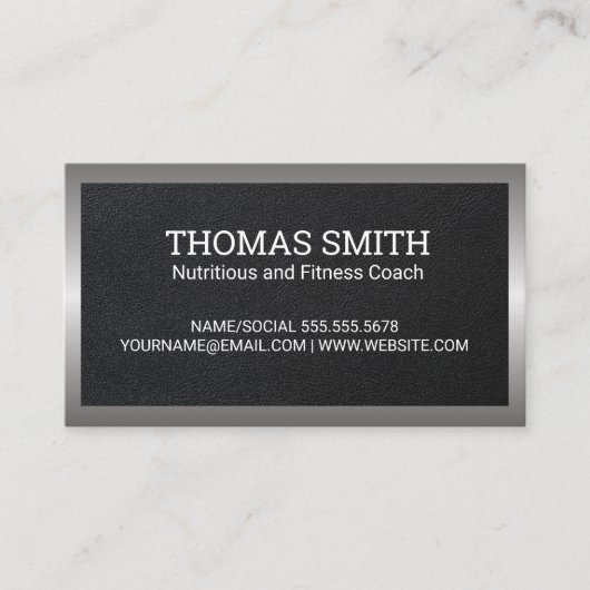 Leather Texture | Metallgrenze Visitenkarte (Vorderseite)