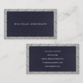 Leather Texture | Metallische Stahlgrenze Visitenkarte (Vorne/Hinten)