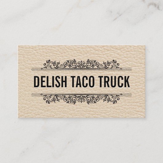 Leather Texture | Verzierte Elemente Visitenkarte (Vorderseite)