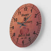 Leather Theme 3rd Wedding Anniversary Clock Große Wanduhr (Winkel)