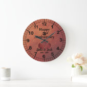 Leather Theme 3rd Wedding Anniversary Clock Große Wanduhr (Zuhause)