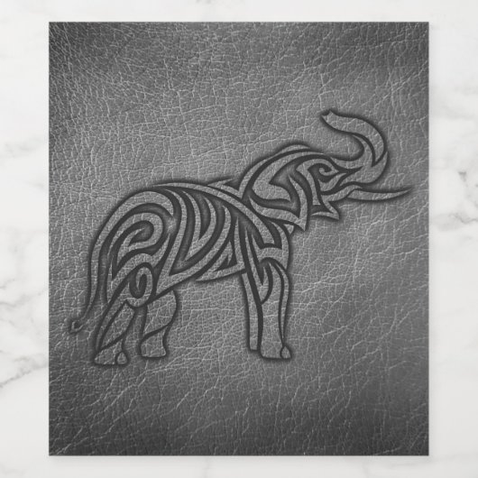 Leather Tribal Elephant Weinetikett (Einzelnes Label)