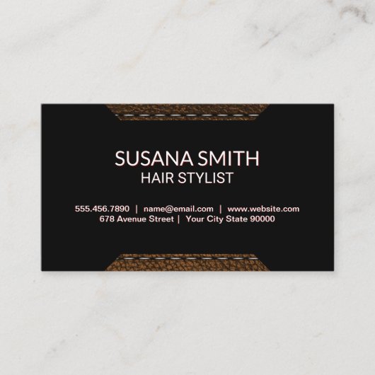 Leather Trim | Geometrische Formen Schwarzer Hinte Visitenkarte (Vorderseite)