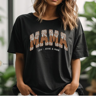 Leather Vintag Lace Country Varsity Mama T - Shirt