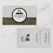 Leather Vintagen Holzbarbermonogramm Visitenkarte (Vorne/Hinten)