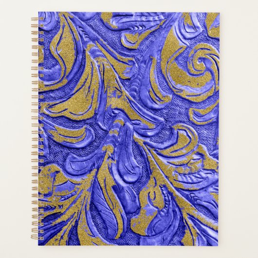 Leather Wallet Texture Blue Embossed Planner Planer (Vorderseite)