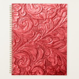 Leather Wallet Texture Red Embossed Planner Planer
