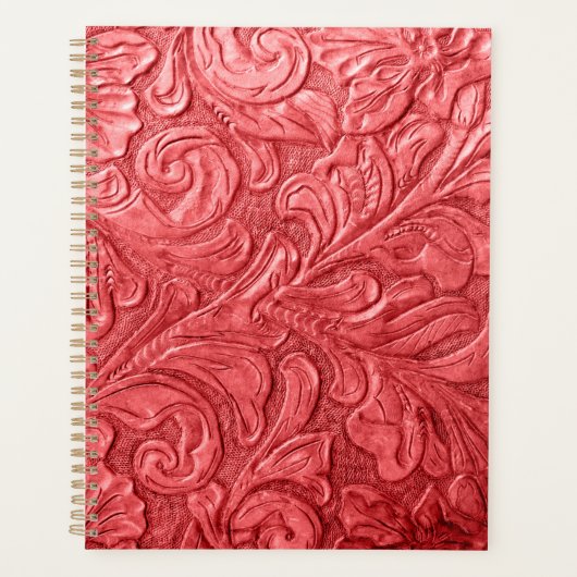 Leather Wallet Texture Red Embossed Planner Planer (Vorderseite)