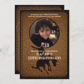 Leather Western Wild West Cowboy Birthday Foto Einladung (Vorne/Hinten)