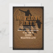 Leather Western Wild West Cowboy Birthday Party Einladung (Vorderseite)