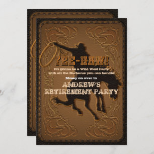 Leather Western Wild West Cowboy Retirement Party Einladung