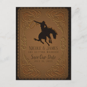 Leather Western Wild West Cowboy Save the Date Ankündigungspostkarte