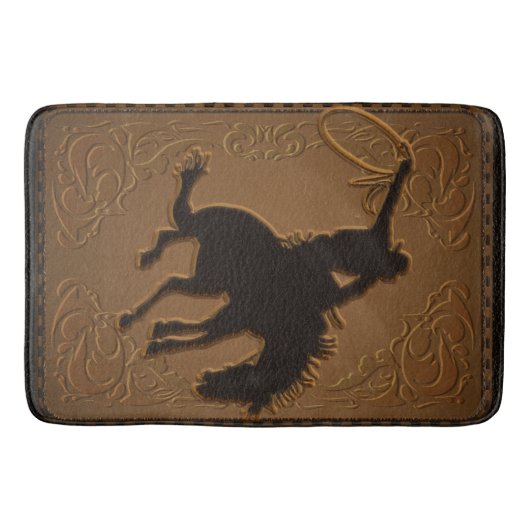Leather Western Wild West Rustic Country Cowboy Badematte (Vorderseite)