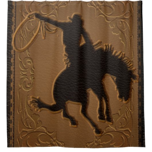 Leather Western Wild West Rustic Country Cowboy Duschvorhang (Vorderseite)