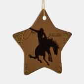 Leather Western Wild West Rustic Country Cowboy Keramikornament (Rechts)