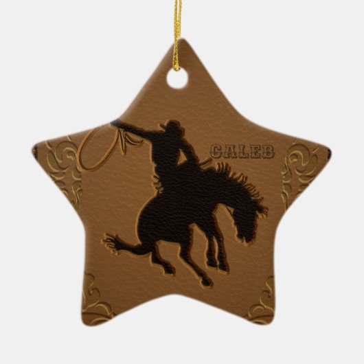 Leather Western Wild West Rustic Country Cowboy Keramikornament (Vorne)