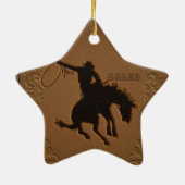 Leather Western Wild West Rustic Country Cowboy Keramikornament (Hinten)