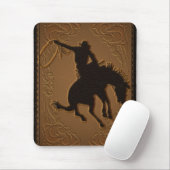Leather Western Wild West Rustic Country Cowboy Mousepad (Mit Mouse)