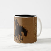 Leather Western Wild West Rustic Country Cowboy Zweifarbige Tasse (VorderseiteRechts)