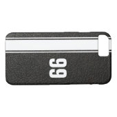 Leather & White Stripe Jersey Numbered iPhone Case (Rückseite (Horizontal))