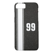 Leather & White Stripe Jersey Numbered iPhone Case (Rückseite)