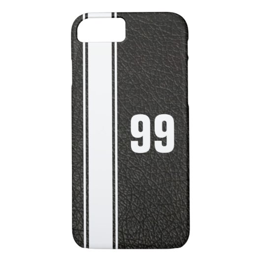 Leather & White Stripe Jersey Numbered iPhone Case (Rückseite)