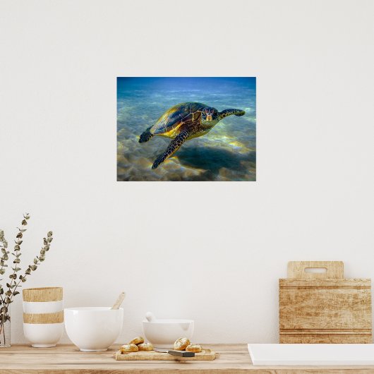 Leatherneck Sea Turtle Print Poster (Küche)