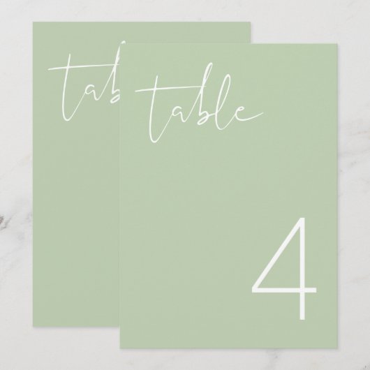 LEAV Vibranel Pastel Green Einfache Tischnummer (Vorne/Hinten)