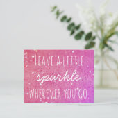 Leave a little sparkle wherever you go Pink Bokeh Postkarte (Stehend Vorderseite)