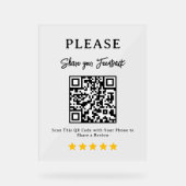 Leave a Review QR Code Business Display Sign Acrylschild (Vorderseite)