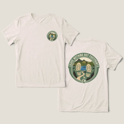 Leave Nothing But Footprints – Eco-Friendly Hiking Tri-Blend Shirt (Design Vorderseite & Rückseite)