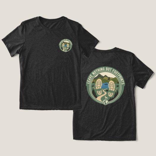 Leave Nothing But Footprints – Eco-Friendly Hiking Tri-Blend Shirt (Design Vorderseite & Rückseite)