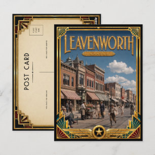 Leavenworth Kansas Vintage Art Deco Goldenes Zeita Postkarte